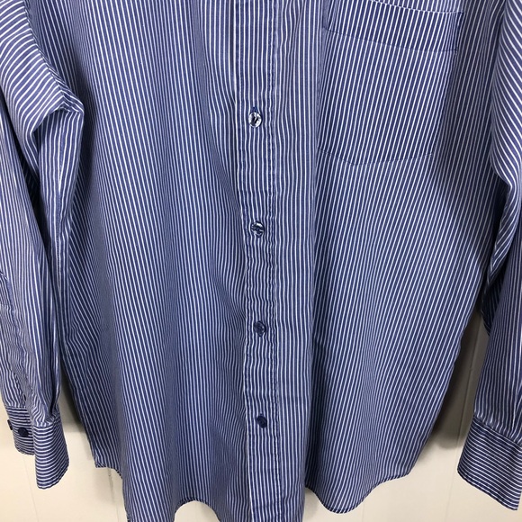 Vintage Blue White Pinstripe Button Down Sz L - Picture 6 of 9